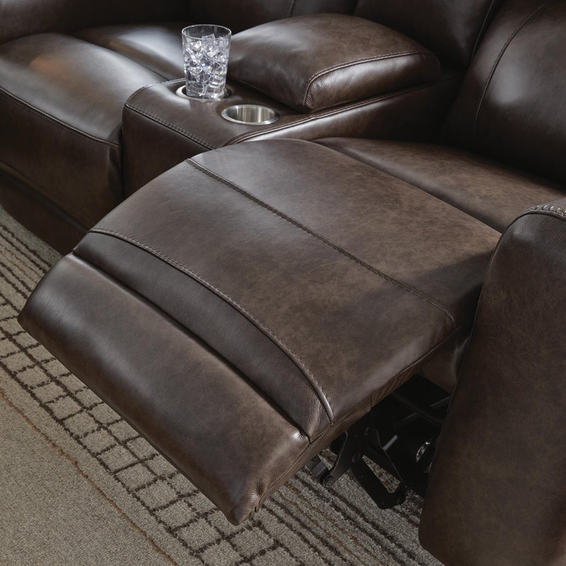 Crossplex Smoke Power Reclining Loveseat with Console - PCU6450618