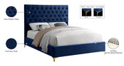 Cruz Velvet King Bed Blue - Gate FurnitureKing Bed