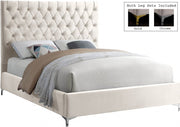 Cruz Velvet King Bed Cream - Gate FurnitureKing Bed