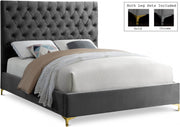 Cruz Velvet King Bed Grey - Gate FurnitureKing Bed