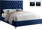 Cruz Velvet Queen Bed Blue - Gate FurnitureQueen Bed