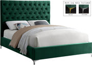 Cruz Velvet Queen Bed Green - Gate FurnitureQueen Bed