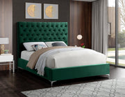 Cruz Velvet Queen Bed Green - Gate FurnitureQueen Bed