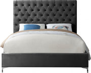 Cruz Velvet Queen Bed Grey - Gate FurnitureQueen Bed