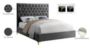 Cruz Velvet Queen Bed Grey - Gate FurnitureQueen Bed