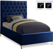Cruz Velvet Twin Bed Blue - Gate FurnitureTwin Bed