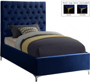 Cruz Velvet Twin Bed Blue - Gate FurnitureTwin Bed