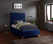 Cruz Velvet Twin Bed Blue - Gate FurnitureTwin Bed