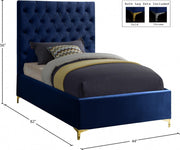 Cruz Velvet Twin Bed Blue - Gate FurnitureTwin Bed