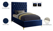 Cruz Velvet Twin Bed Blue - Gate FurnitureTwin Bed