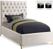 Cruz Velvet Twin Bed Cream - Gate FurnitureTwin Bed