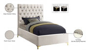 Cruz Velvet Twin Bed Cream - Gate FurnitureTwin Bed
