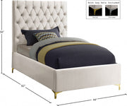 Cruz Velvet Twin Bed Cream - Gate FurnitureTwin Bed
