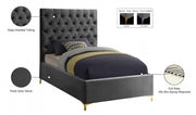 Cruz Velvet Twin Bed Grey - Gate FurnitureTwin Bed