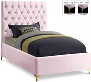 Cruz Velvet Twin Bed Pink - Gate FurnitureTwin Bed