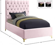 Cruz Velvet Twin Bed Pink - Gate FurnitureTwin Bed