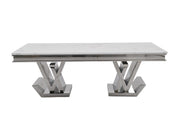 CT2000C 52 X 28 X 17.2  - SILVER STAINLESS STEEL + MARBLE  COFFEE TABLE - 210000007507