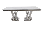 CT2000C 52 X 28 X 17.2  - SILVER STAINLESS STEEL + MARBLE  COFFEE TABLE - 210000007507
