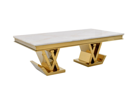 CT2000G 52 X 28 X 17.2  - GOLD STAINLESS STEEL + MARBLE  COFFEE TABLE - 210000007509