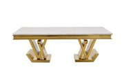 CT2000G 52 X 28 X 17.2  - GOLD STAINLESS STEEL + MARBLE  COFFEE TABLE - 210000007509