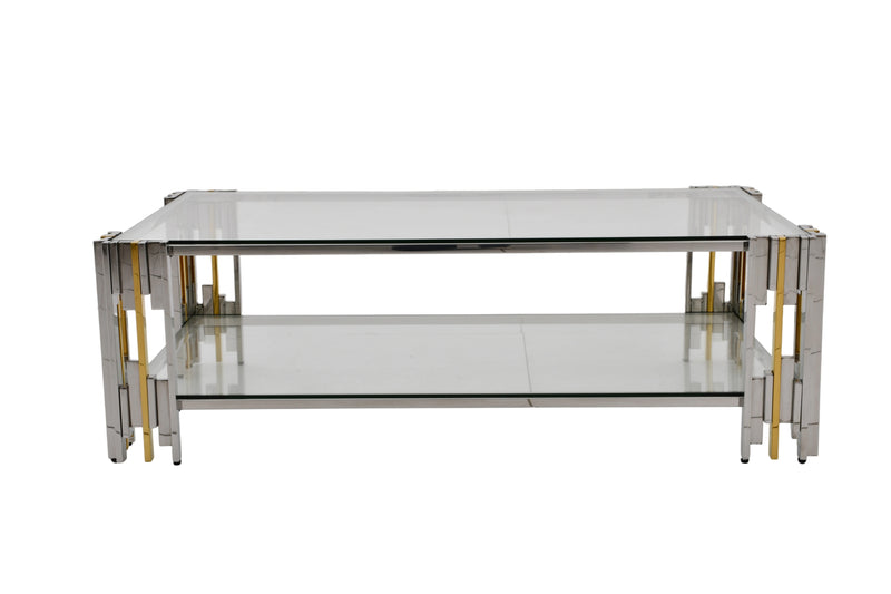 CT2011G 51 X 27 X 16 STAINLESS STEEL + GLASS COFFEE TABLE - 210000007377