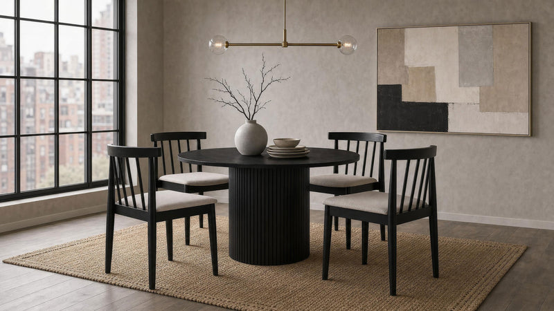 Cullen Dining Side Chair Upholstered Seat Black (Set of 2) - 193942BLK