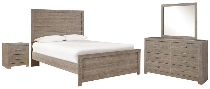 Culverbach Full Panel Bed with Mirrored Dresser and 2 Nightstands in Gray - PKG002423