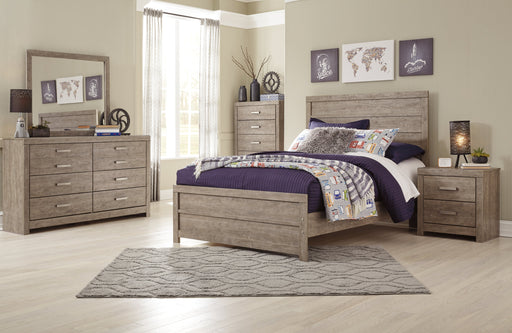 Culverbach Full Panel Bed with Mirrored Dresser, Chest and 2 Nightstands in Gray - PKG002426
