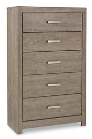 Culverbach King Panel Bed with Mirrored Dresser and Chest in Gray - PKG011530