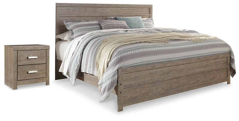 Culverbach King Panel Bed with Nightstand in Gray from Ashley - Luna Furniture
