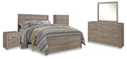 Culverbach Queen Panel Bed with Mirrored Dresser, Chest and Nightstand in Gray - PKG011525