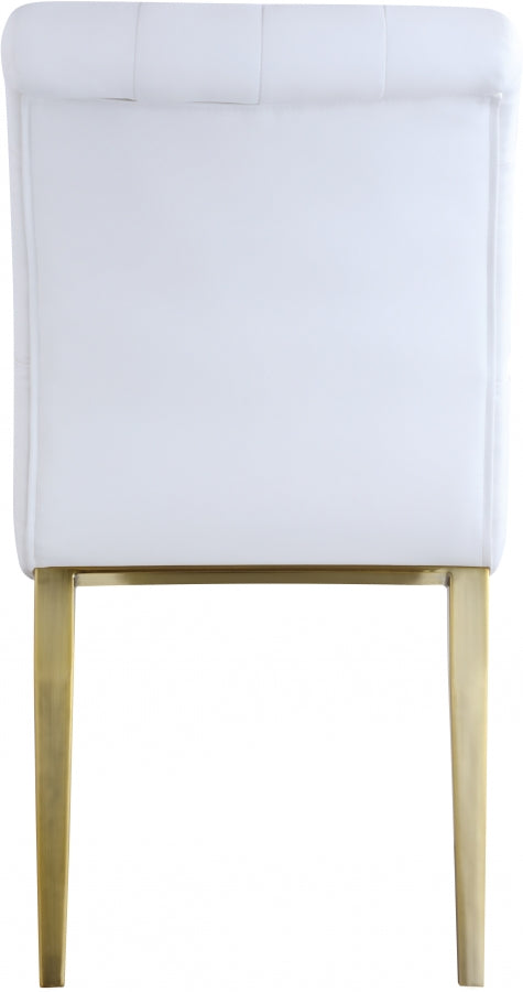 Curve Vegan Leather Upholstered Dining Chair in White, Set of 2 - 920White-C