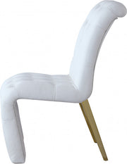 Curve Vegan Leather Upholstered Dining Chair in White, Set of 2 - 920White-C
