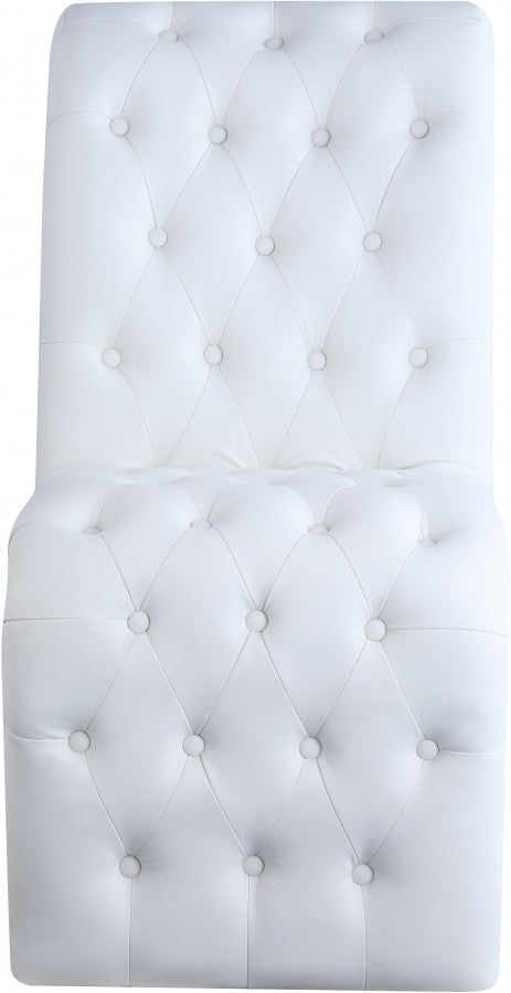 Curve Vegan Leather Upholstered Dining Chair in White, Set of 2 - 920White-C