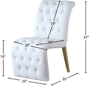 Curve Vegan Leather Upholstered Dining Chair in White, Set of 2 - 920White-C