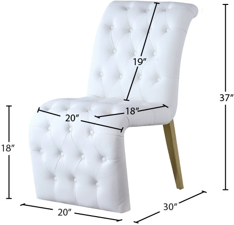 Curve Vegan Leather Upholstered Dining Chair in White, Set of 2 - 920White-C