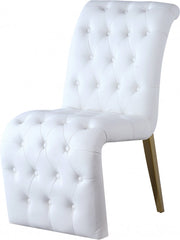 Curve Vegan Leather Upholstered Dining Chair in White, Set of 2 - 920White-C