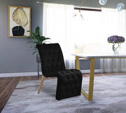 Curve Velvet Upholstered Dining Chair in Black, Set of 2 - 920Black-C