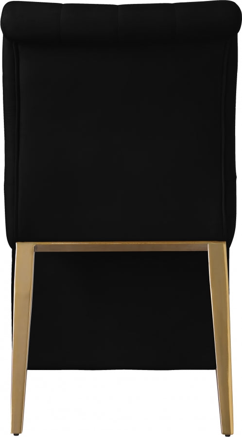 Curve Velvet Upholstered Dining Chair in Black, Set of 2 - 920Black-C