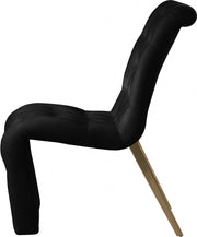 Curve Velvet Upholstered Dining Chair in Black, Set of 2 - 920Black-C