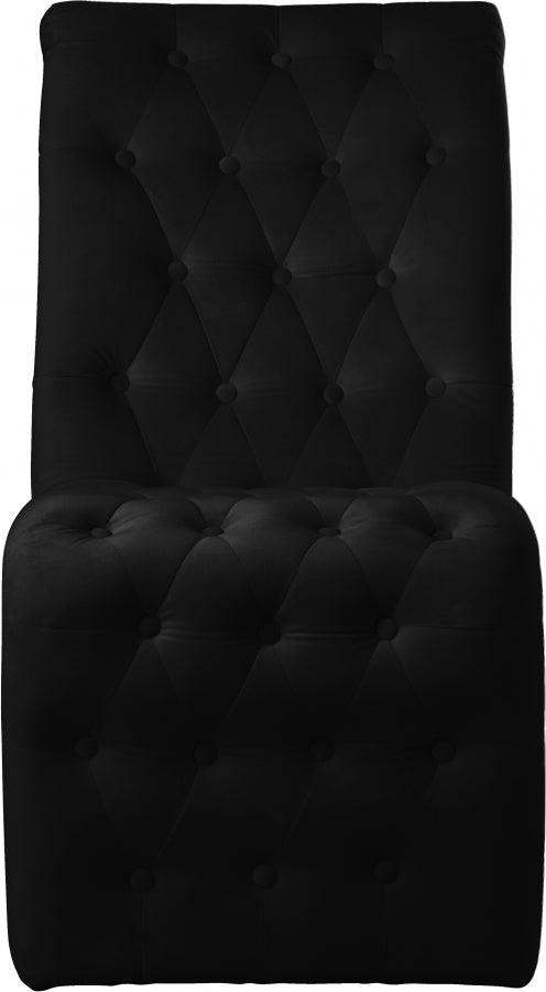 Curve Velvet Upholstered Dining Chair in Black, Set of 2 - 920Black-C