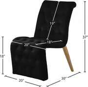 Curve Velvet Upholstered Dining Chair in Black, Set of 2 - 920Black-C