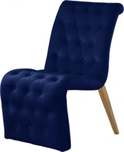 Curve Velvet Upholstered Dining Chair in Blue, Set of 2 - 920Navy-C