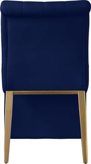 Curve Velvet Upholstered Dining Chair in Blue, Set of 2 - 920Navy-C