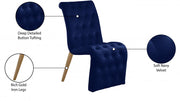 Curve Velvet Upholstered Dining Chair in Blue, Set of 2 - 920Navy-C