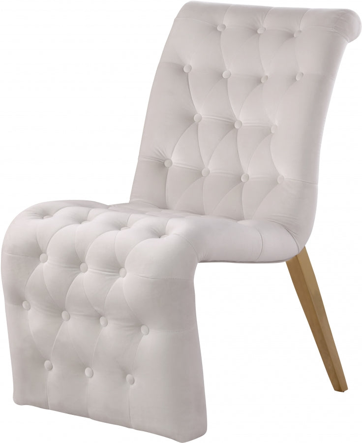 Curve Velvet Upholstered Dining Chair in Cream, Set of 2 - 920Cream-C