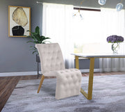 Curve Velvet Upholstered Dining Chair in Cream, Set of 2 - 920Cream-C