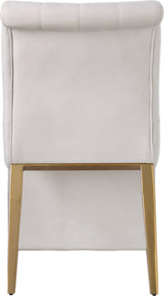 Curve Velvet Upholstered Dining Chair in Cream, Set of 2 - 920Cream-C