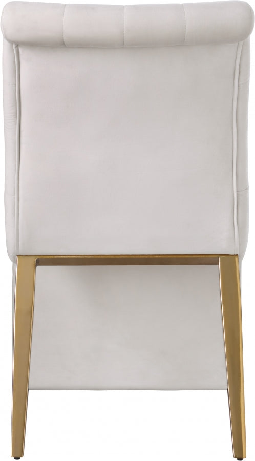 Curve Velvet Upholstered Dining Chair in Cream, Set of 2 - 920Cream-C