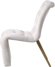 Curve Velvet Upholstered Dining Chair in Cream, Set of 2 - 920Cream-C